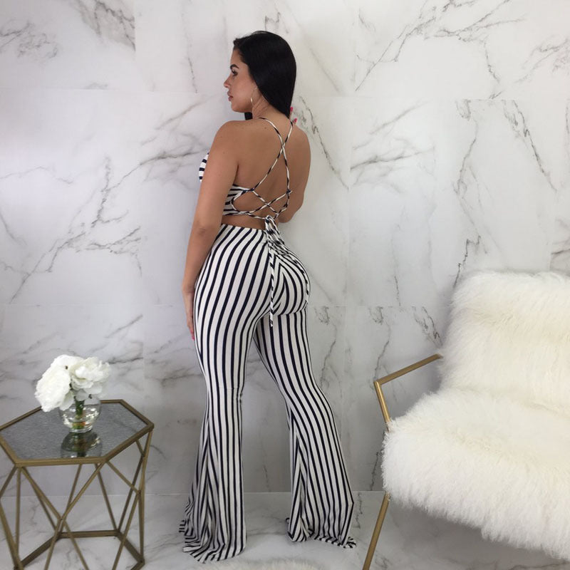 Stilla | Kvinders Stribet Slim|Fit Jumpsuit