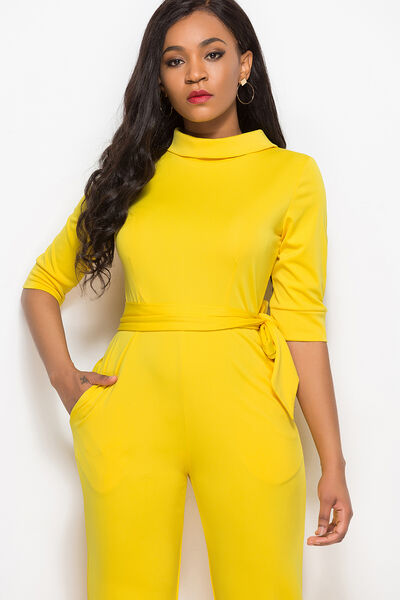 Stilla | Neck Tie-livvidde Halv Ærme Jumpsuit
