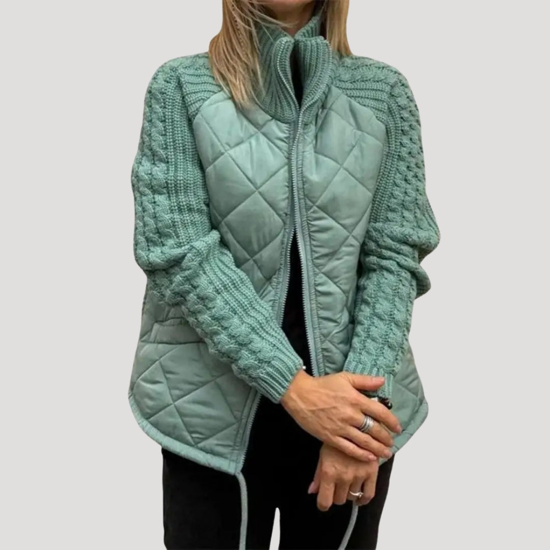 Stilla | Quilted Strikærme Zip up Jakke