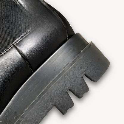 Stilla | Kvinders Sorte Læder Chelsea Støvler Chunky Sål, Slip on, Holdbar, Stilfuld Afslappet Fodtøj