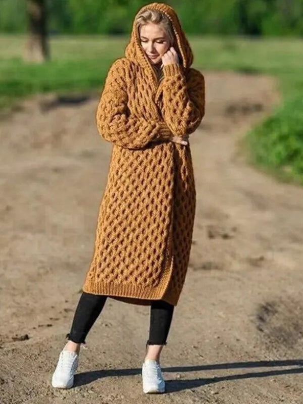 Stilla | Vinter Varm Hætte Cardigan Strik Sweater