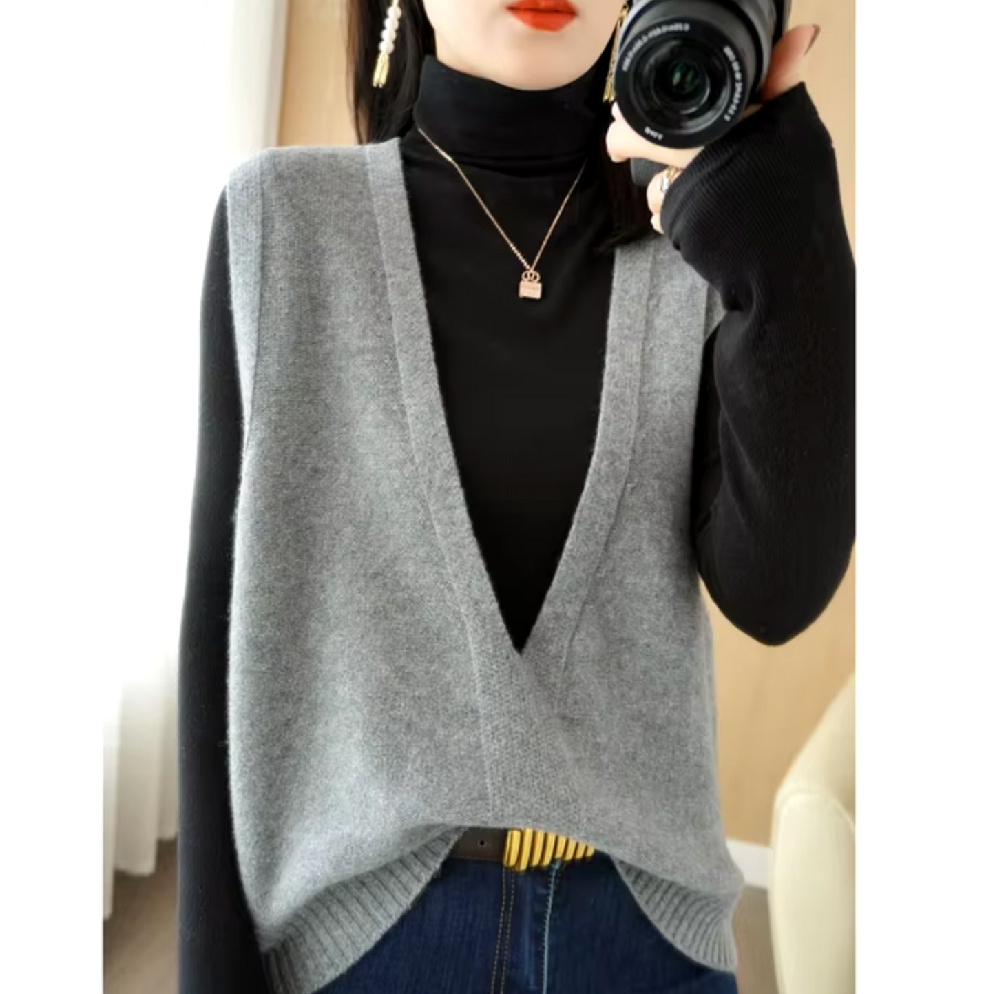 Stilla | Strikvest med V-udskæring