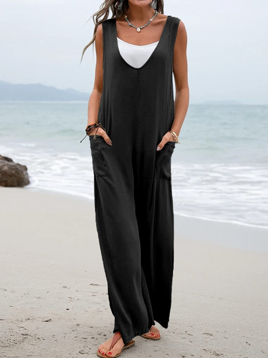Stilla | Størrelse Bred Rem Jumpsuit Med Lommer