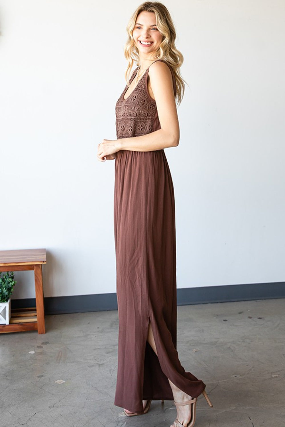 Stilla | Love Tie Back Without Sleeves Slit Wide Leg Jumpsuit