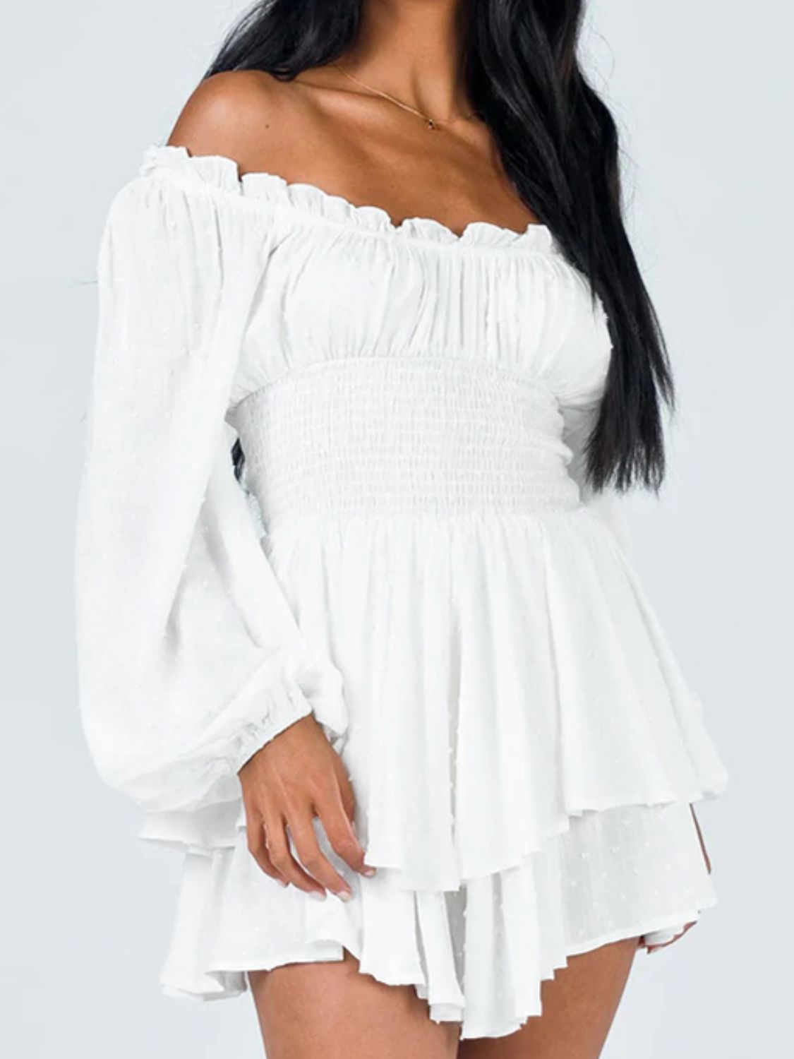 Stilla | Skulder Smocked Talje Romper
