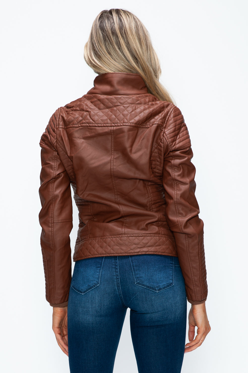 Stilla | Faux Layered Double-Zipper Jacket with Fuzzy Hood