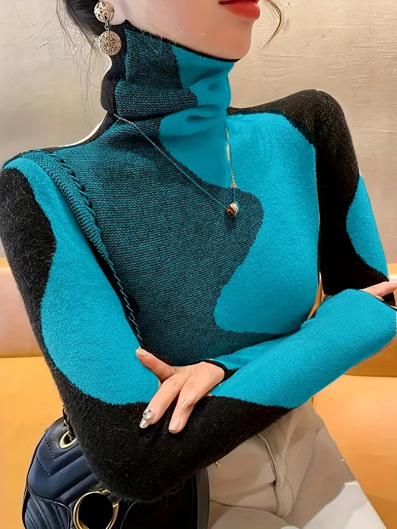 Stilla | Farve Block Rullekrave Sweater