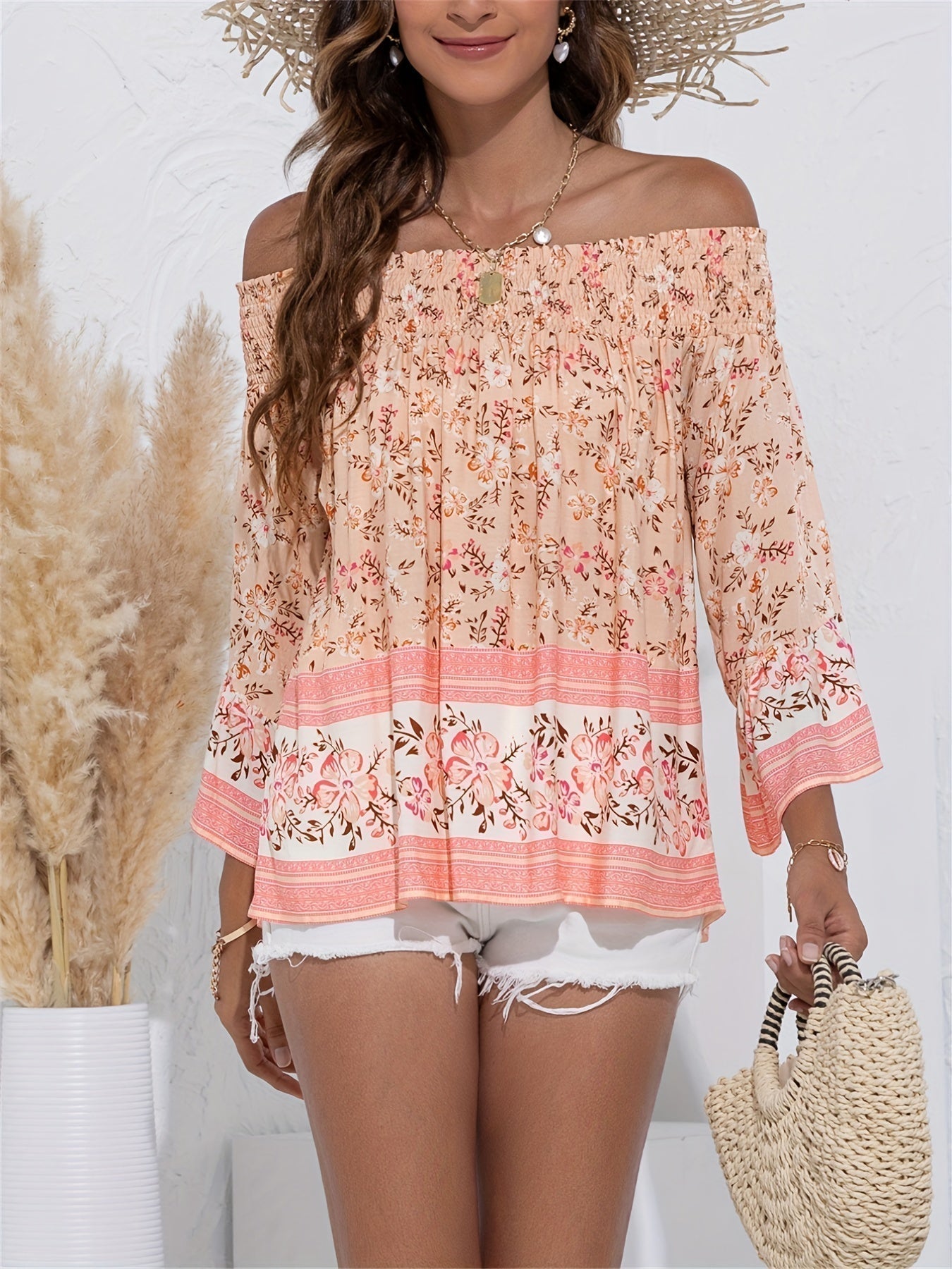 Stilla | Kvinders Blomsterprint Off the Shoulder Bluse