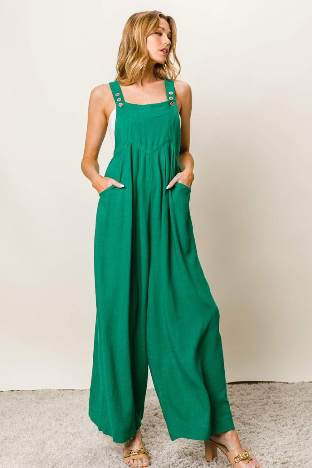 Stilla | Texture Uden Ærmer Bred Ben Jumpsuit