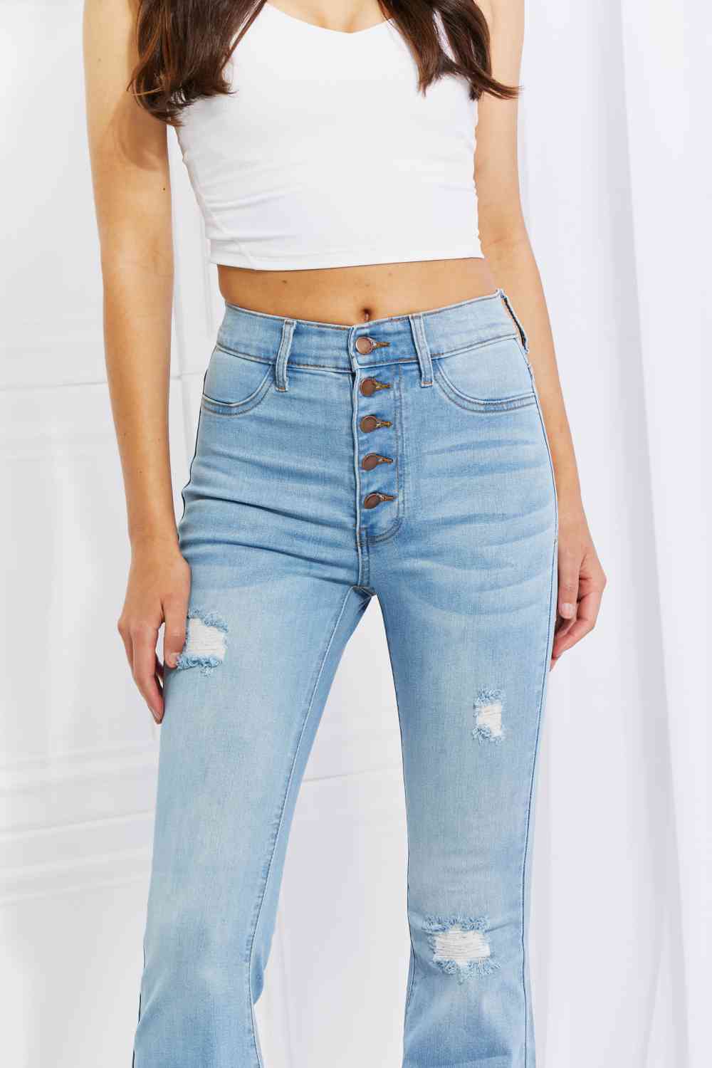 Stilla | Miu Full Size Jess Button Flare Jeans