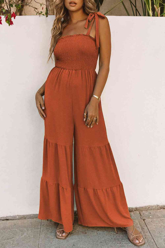 Stilla | Skulder Smockede Lagdelt Jumpsuit