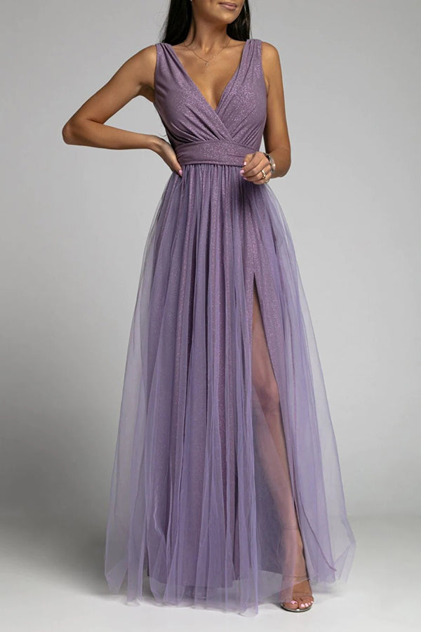 Stilla | It's My Day Light Tulle Slid Maxi Kjole