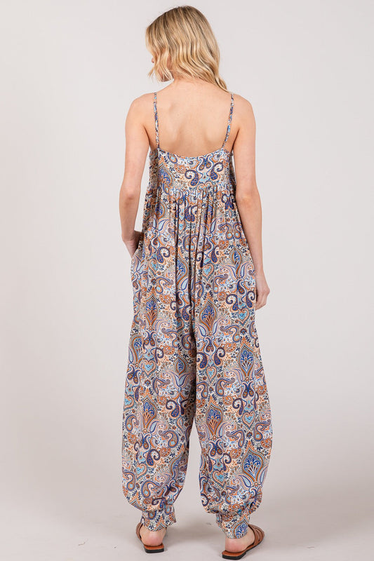 Stilla | Fuld Størrelse Multi Paisley Print Uden Ærmer Jumpsuit