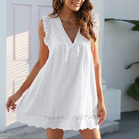 Stilla | Sommerkjole i Blonder med Indbyggede Shorts