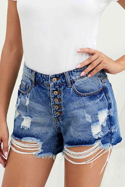 Stilla | Knaplukning Denim Shorts