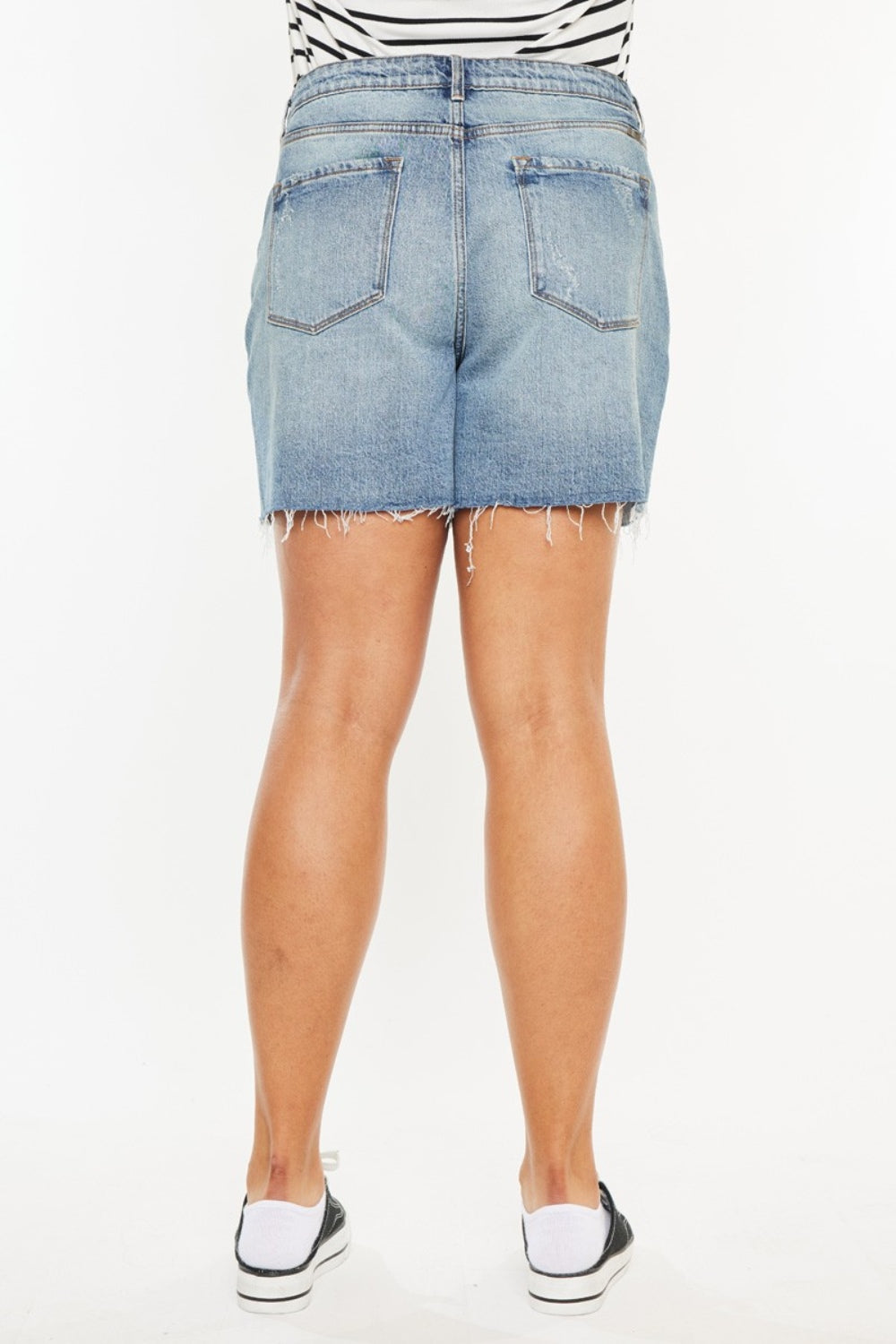Stilla | Full Size Raw Hem Høj Talje Denim Shorts