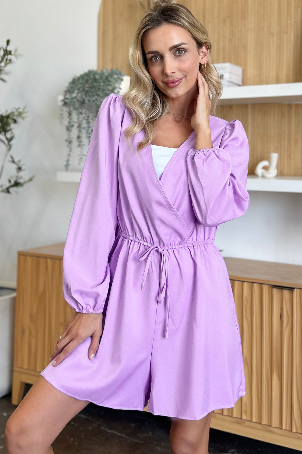 Stilla | Tag Fulde Størrelse Snoretræk Langærmet Jumpsuit