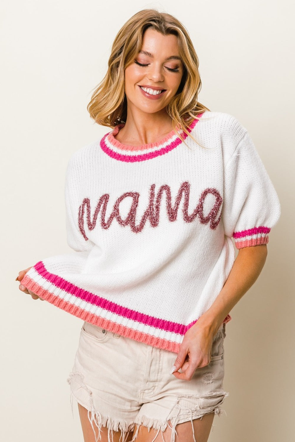 Stilla | Mama Kontrast Trim Kortærmet Sweater