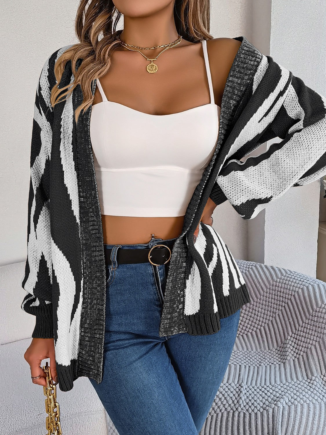 Stilla | Front Dyreprint Cardigan