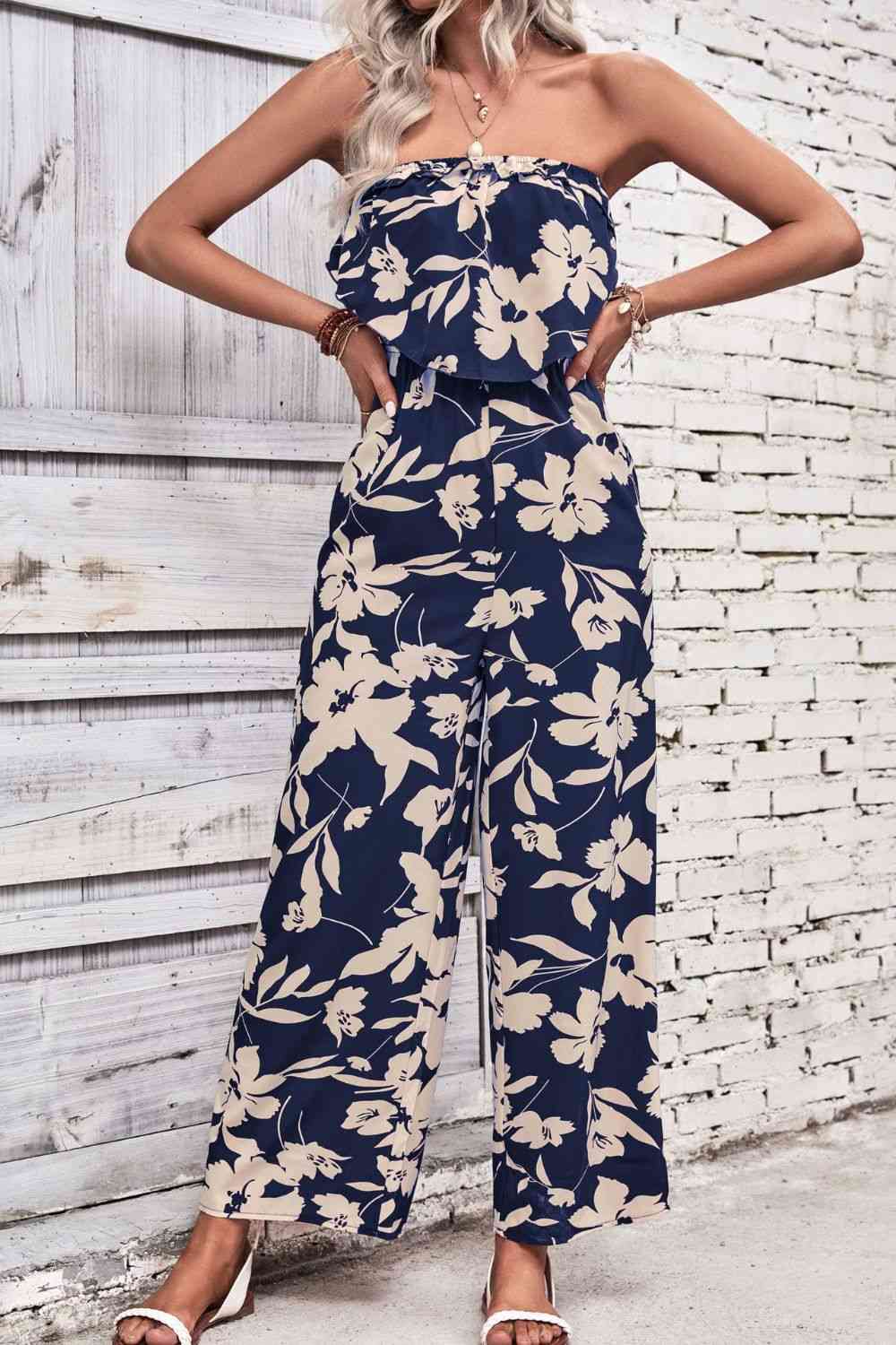 Stilla | Strapless Wide Leg Jumpsuit