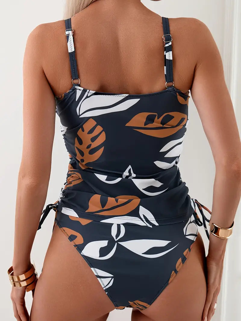 Stilla | Over- og underdel Bikini Tankini med bladtryk