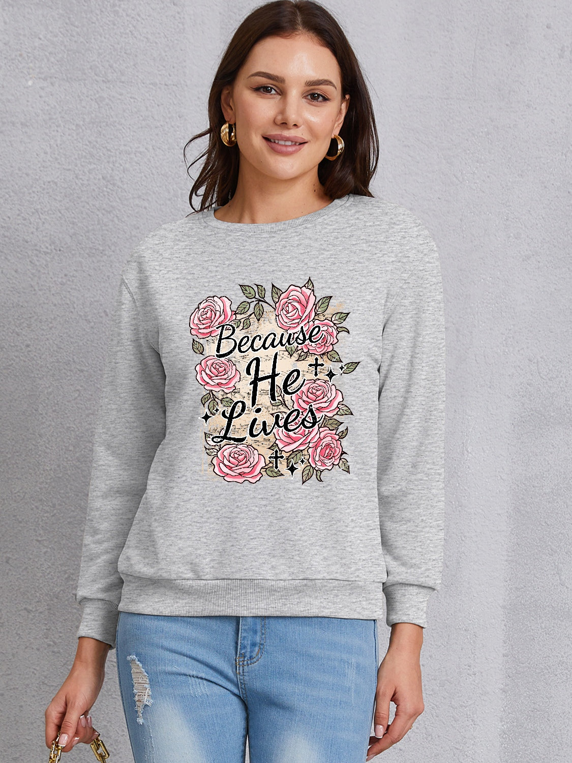 Stilla | He Lives Rund Hals Sweatshirts