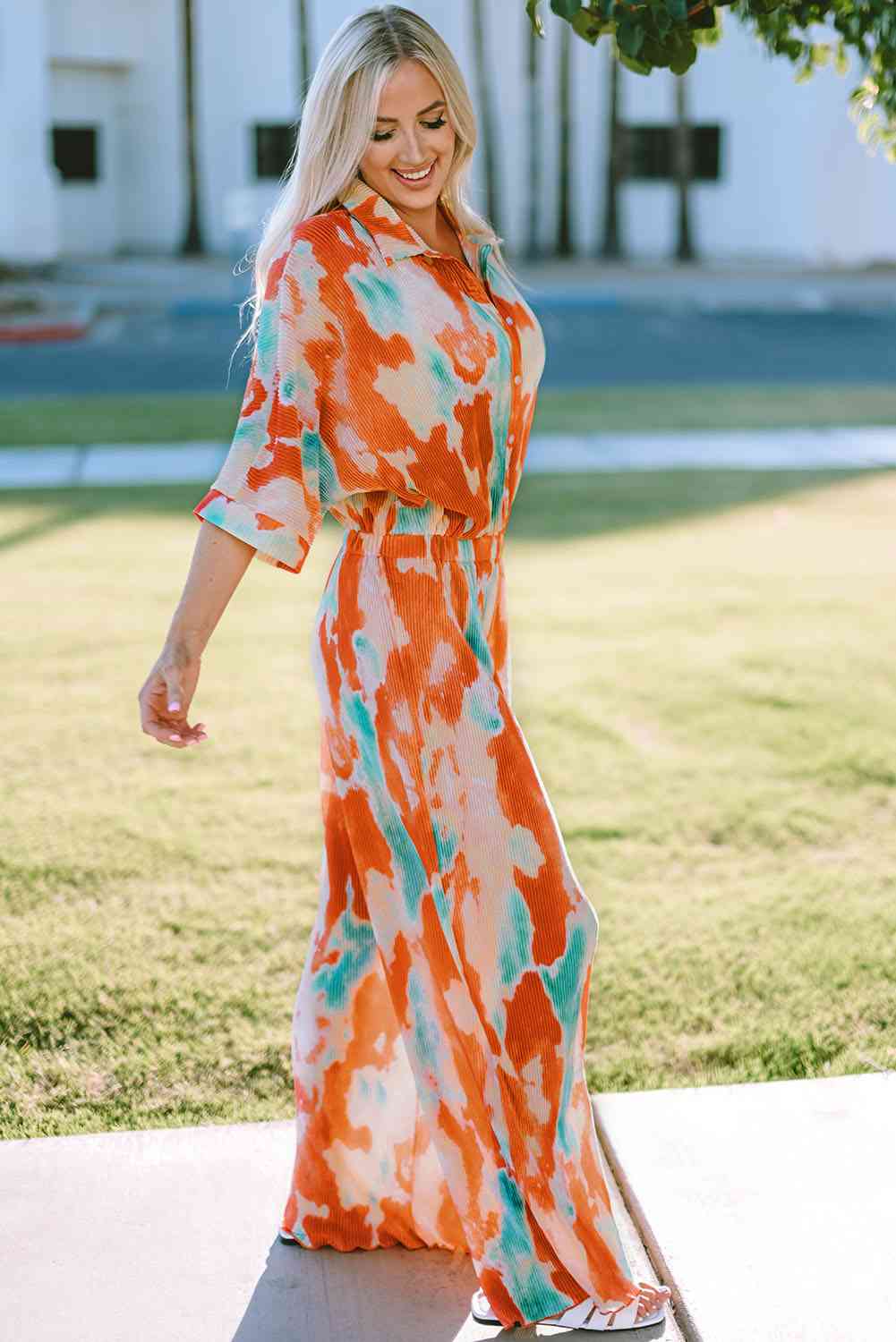 Stilla | Farvet Krave Bred Ben Jumpsuit