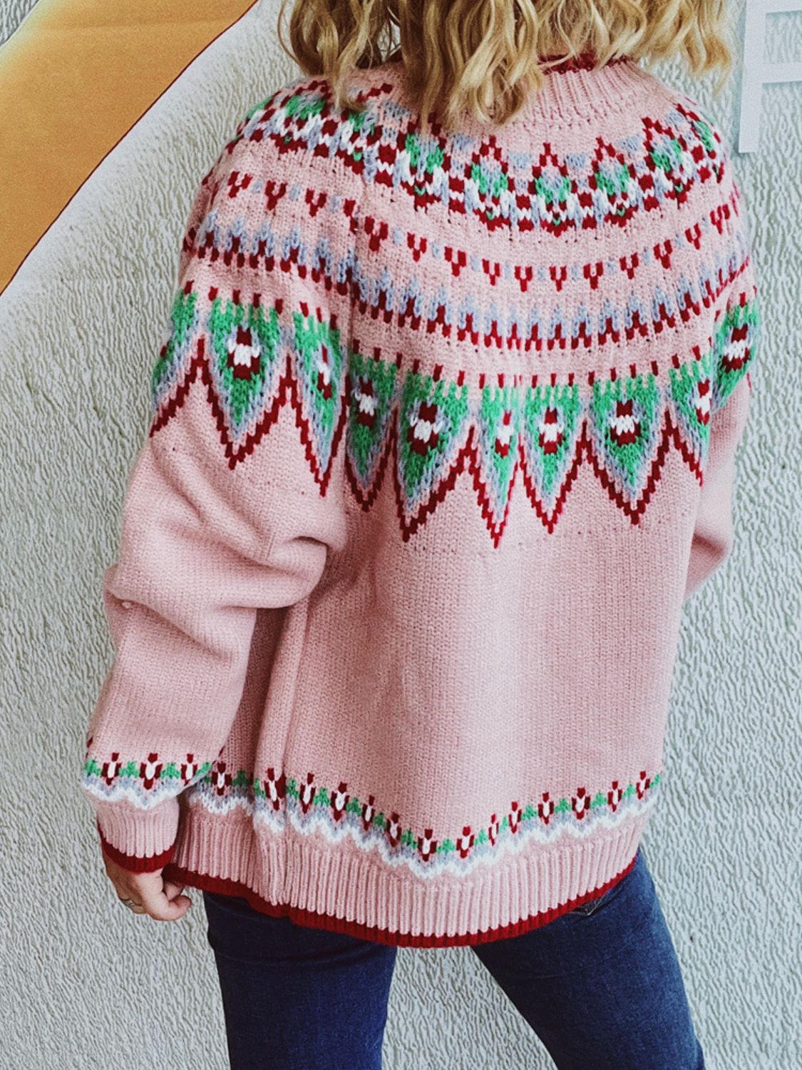 Stilla | Geometrisk Rund Hals Langærmet Cardigan