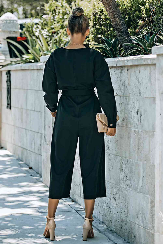 Stilla | Knapfront Cropped Jumpsuit