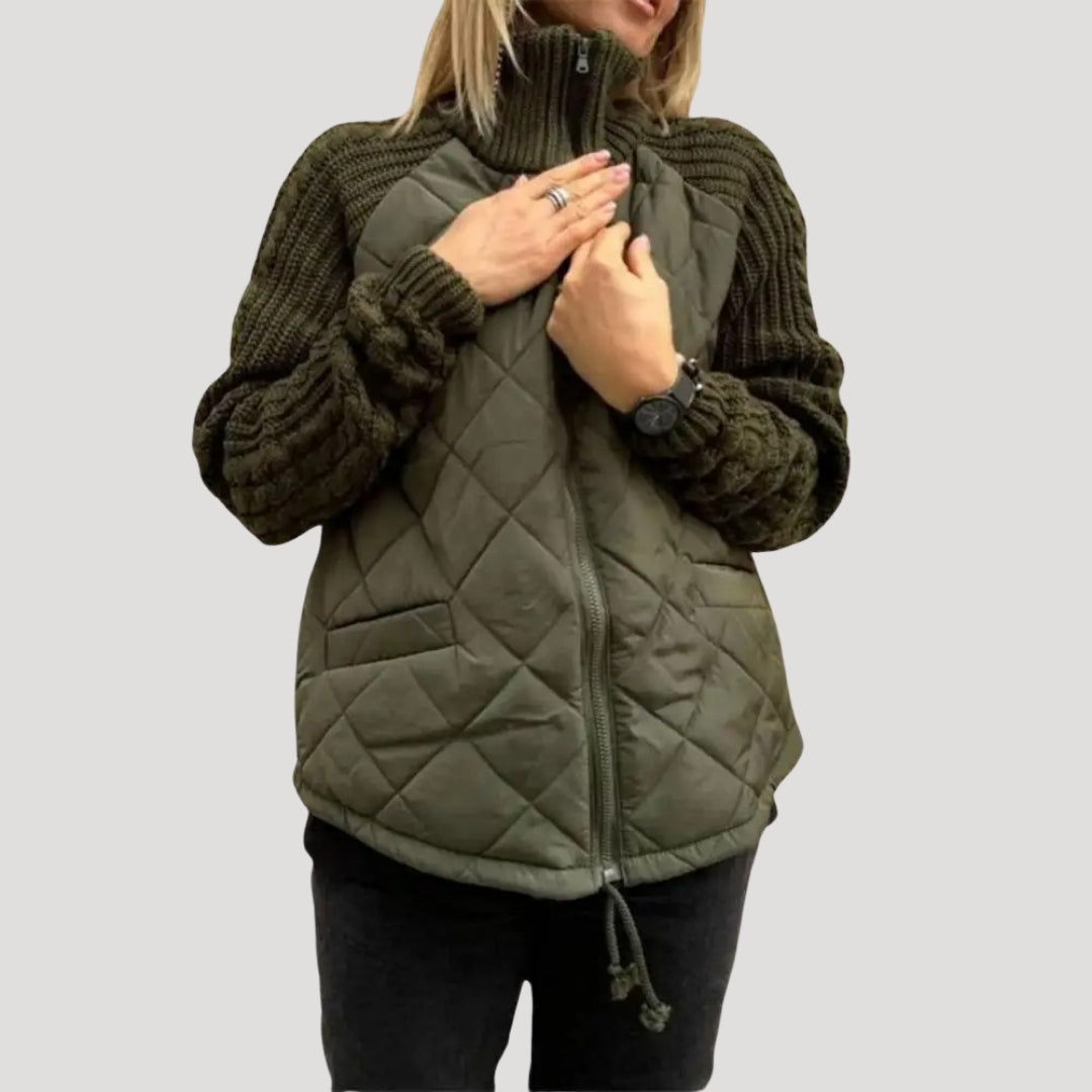 Stilla | Quilted Strikærme Zip up Jakke