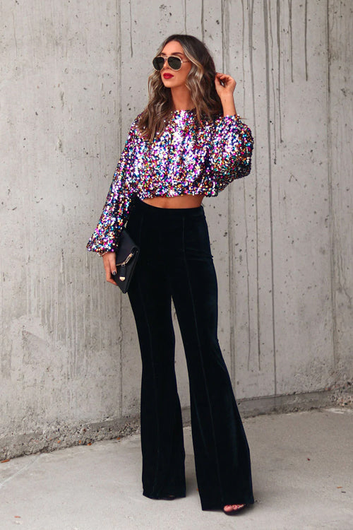 Stilla | Øjenfaldende Sweetie Sequin Crop Til Toppen