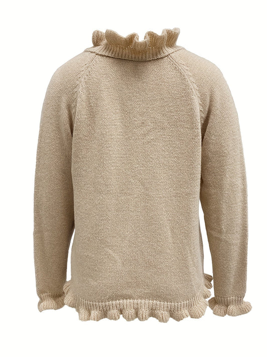 Stilla | V-hals sweater med flæser i bunden med knapper