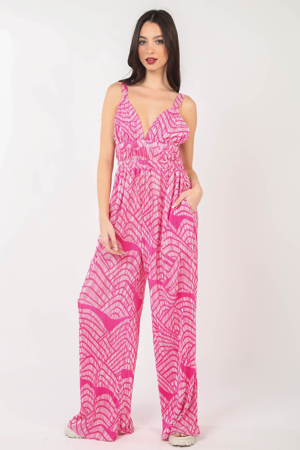 Stilla | J Printed Plisseret Uden Ærmer Bred Ben Jumpsuit