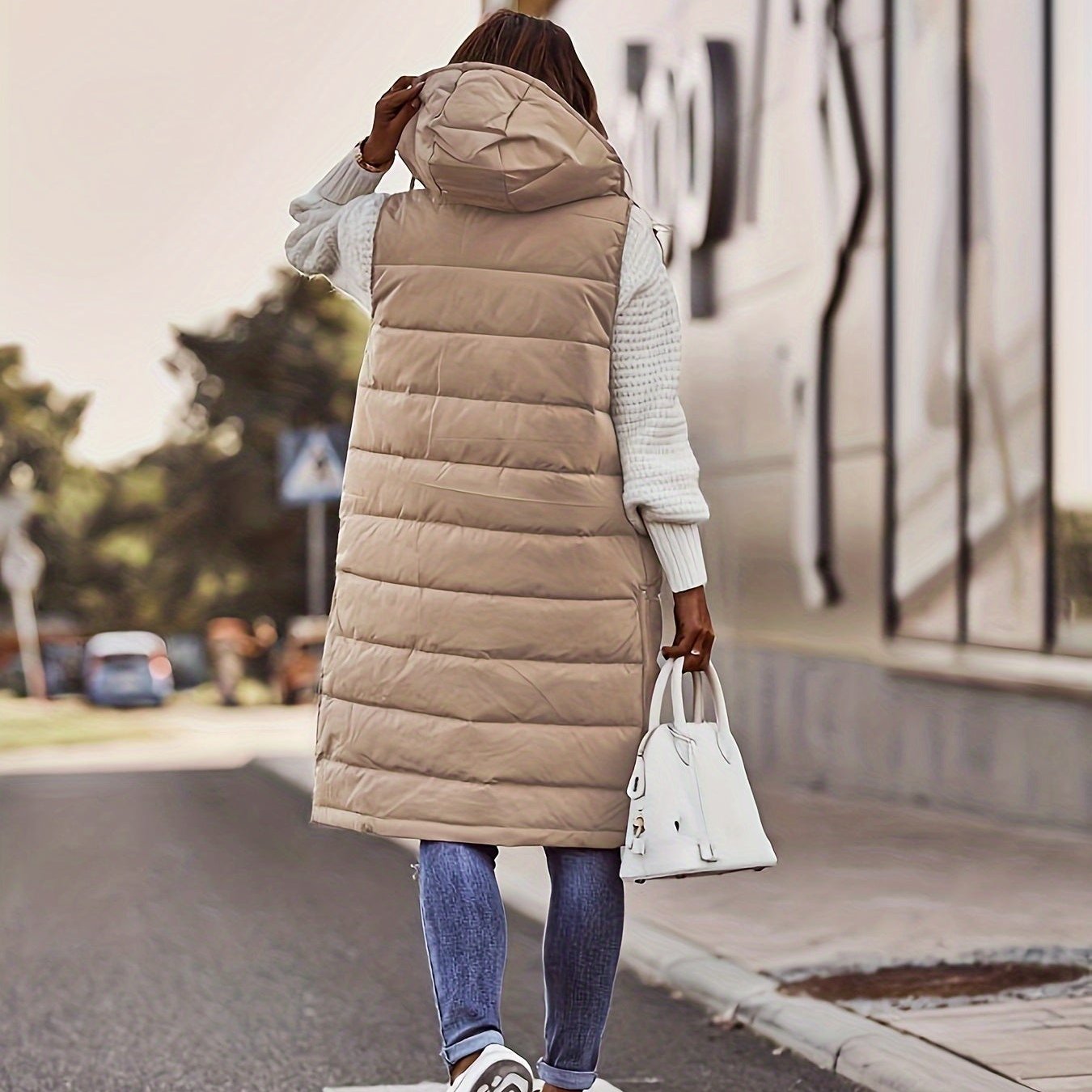 Stilla | Lang polstret vest - Med hætte & uden ærmer