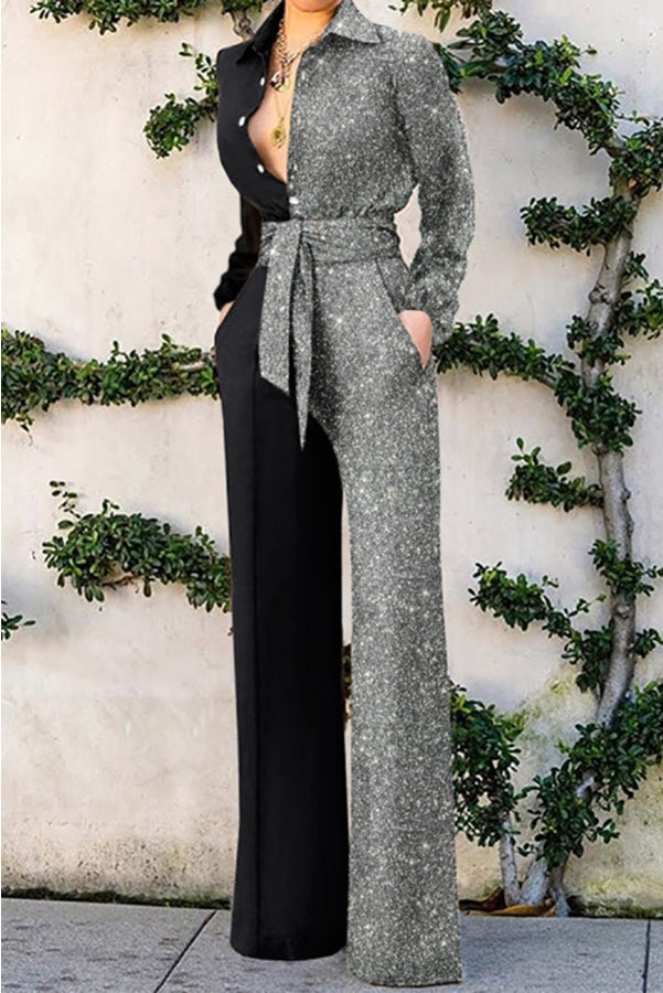 Stilla | Spotlight Smile Farveblok Knude Talje Jumpsuit