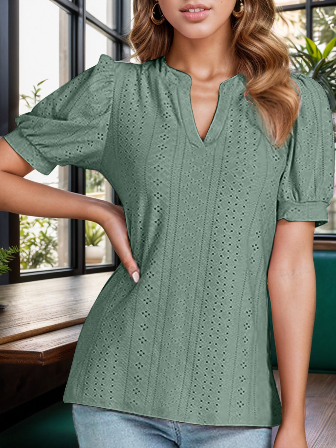 Stilla | Notched Kortærmet Bluse