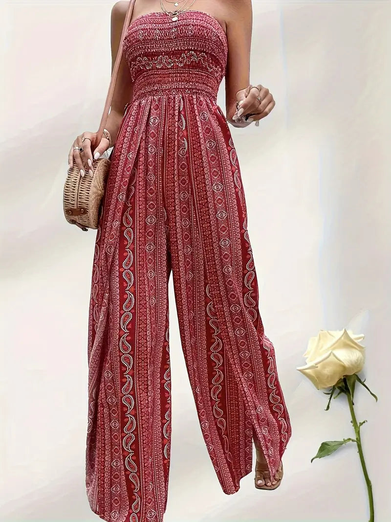 Stilla | Bohemian Stramfri Jumpsuit Med Bred Ben