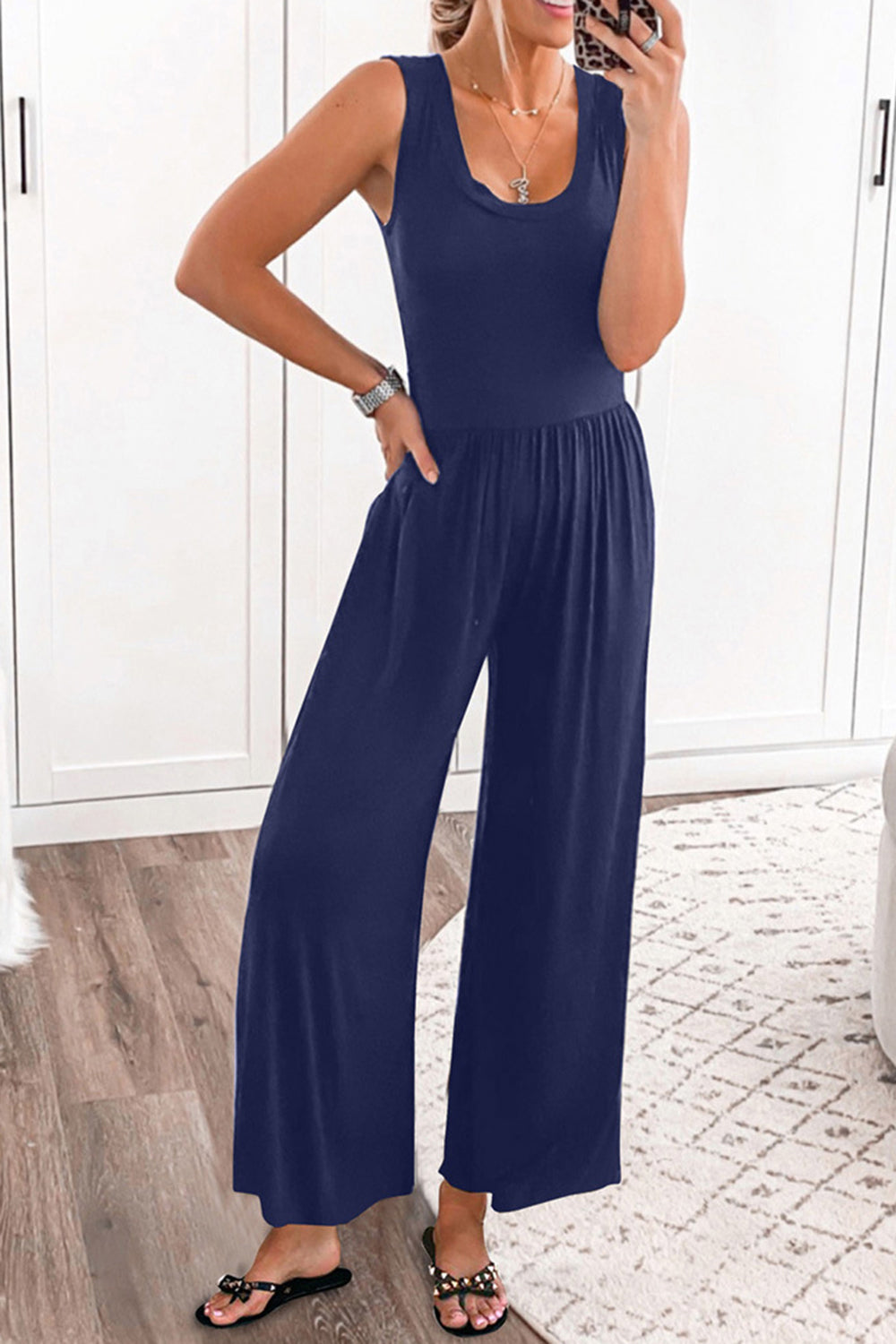 Stilla | Størrelse Scoop Neck Bred Strop Jumpsuit