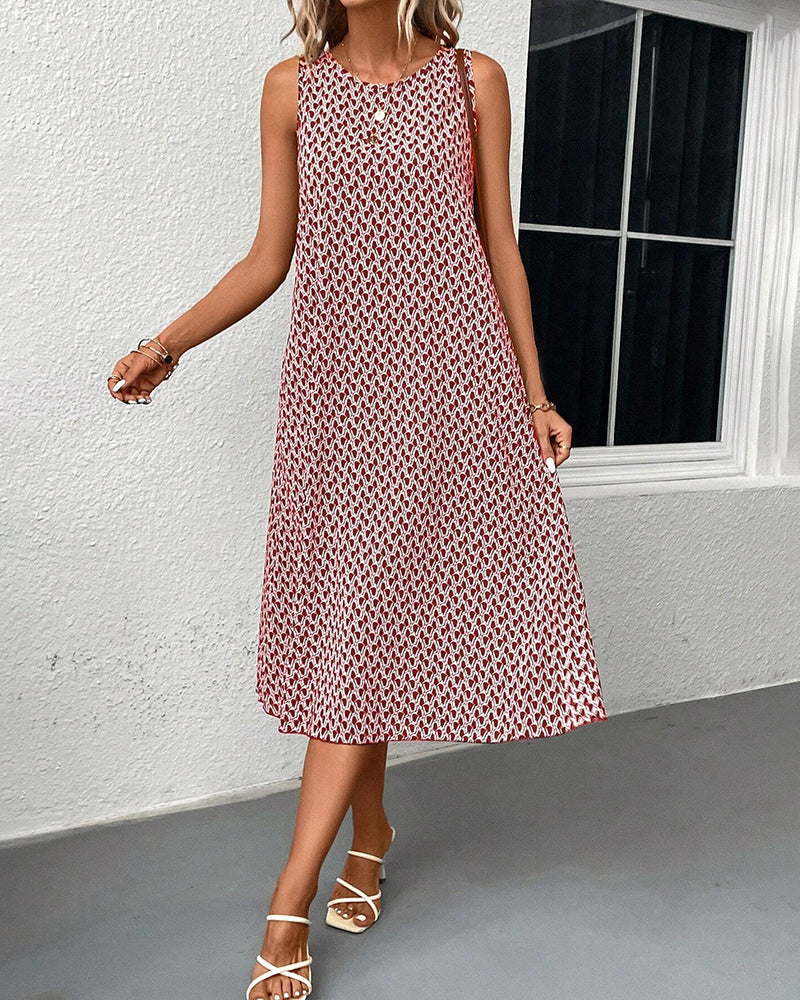 Stilla | Ærmeløs Kjole med Geometrisk Print