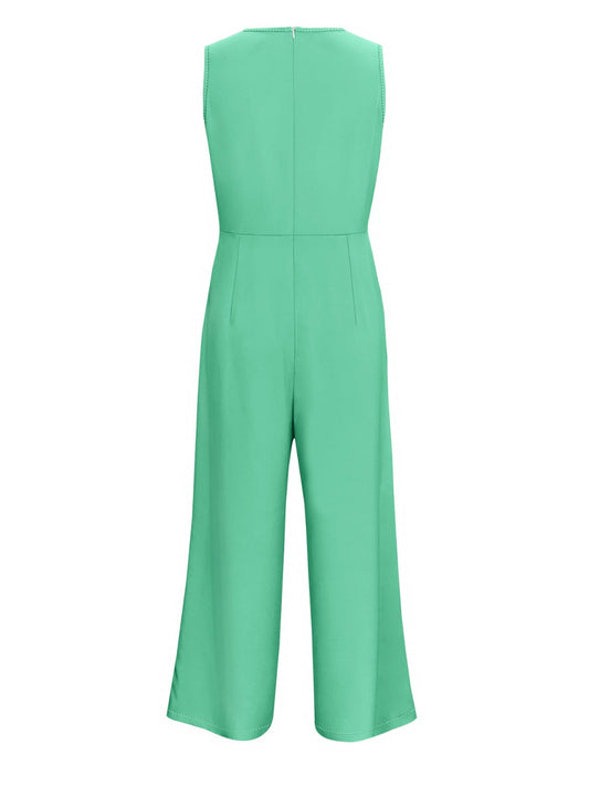 Stilla | V-hals Ærmeløs Bred Ben Jumpsuit