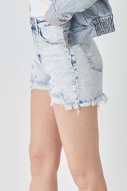 Stilla | Raw Hem Distressed Høj Talje Denim Shorts