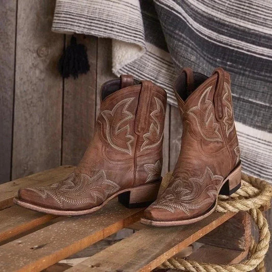 Stilla | Broderede Cowboystøvler i Læder