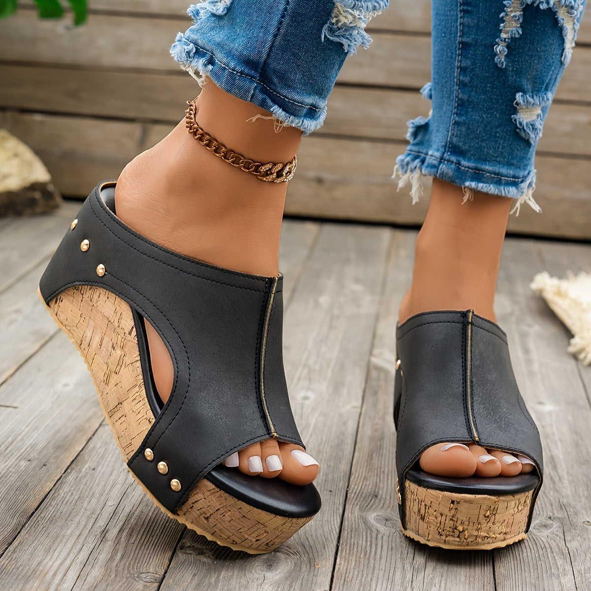 Stilla | Dam Sandal: Blå, Moderigtig, Behagelig, Kilehæle, Sommerstil