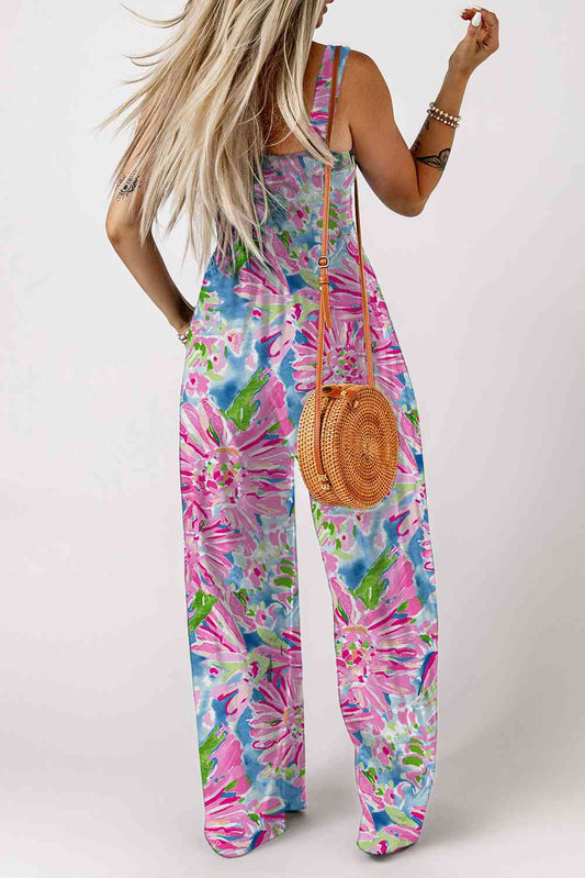 Stilla | Smocked Square Neck Jumpsuit Med Lommer