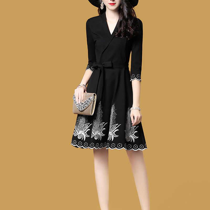 Dame Elegant Broderet A-Linje Kjole Stilla