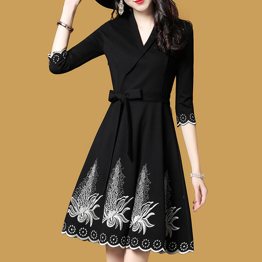 Dame Elegant Broderet A-Linje Kjole Stilla