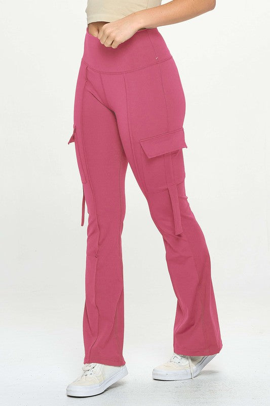 Stilla | Talje Lomme Cargo Flare Casual Leggings