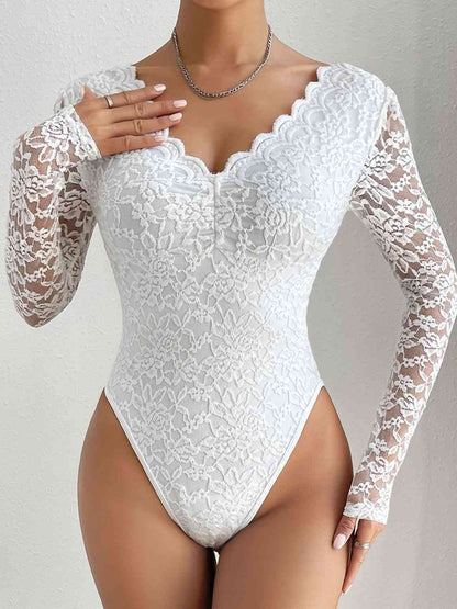 Stilla | Neck Lange Ærmel Lace Trim Bodysuit