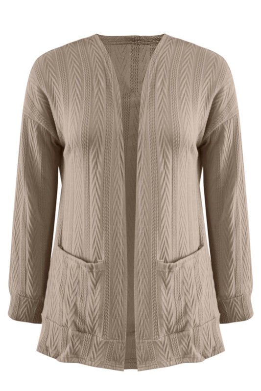 Stilla | Plus Size Tekstureret Åben Front Langærmet Cardigan