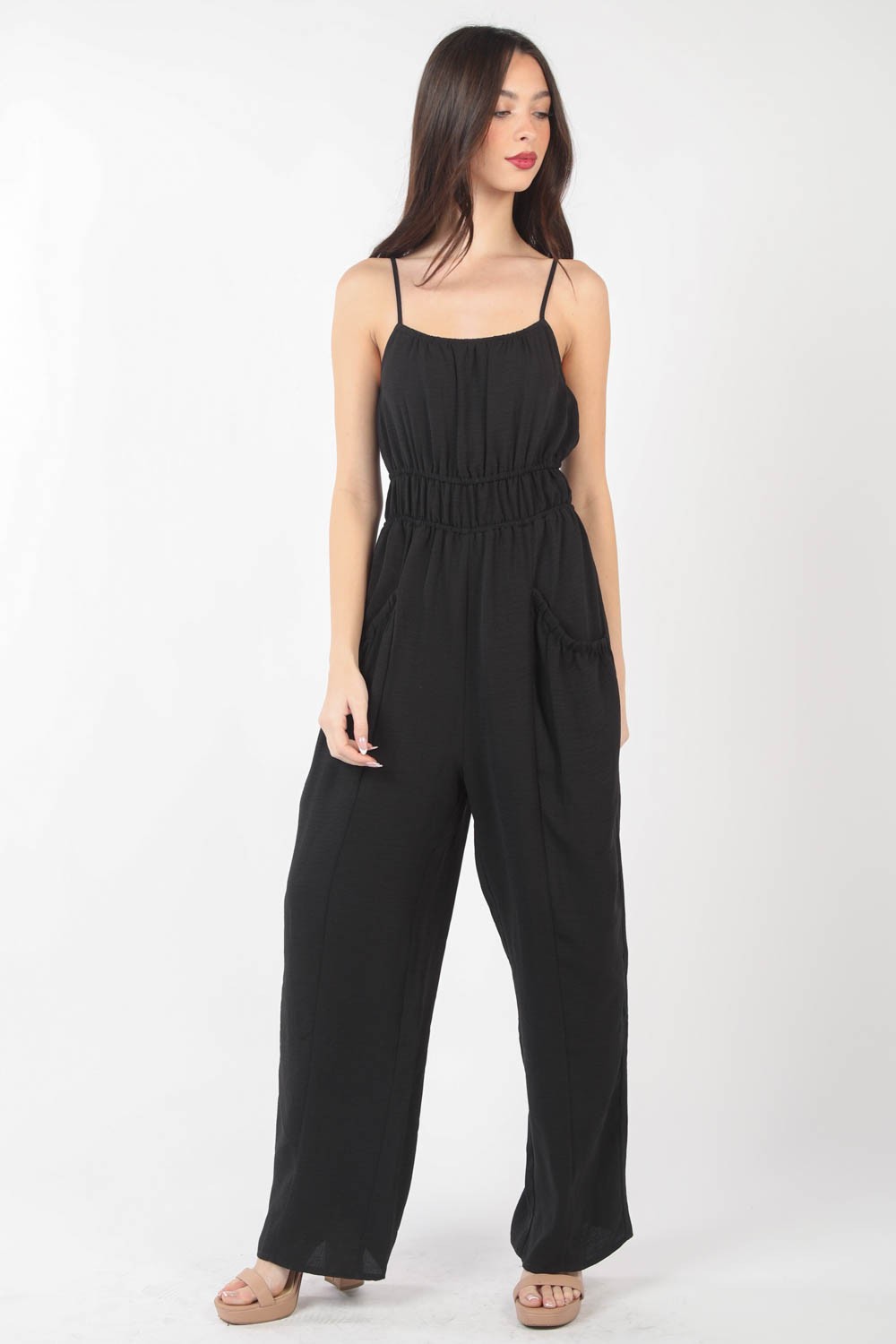 Stilla | J Pintuck Detalje Vævet Ærmeløs Jumpsuit
